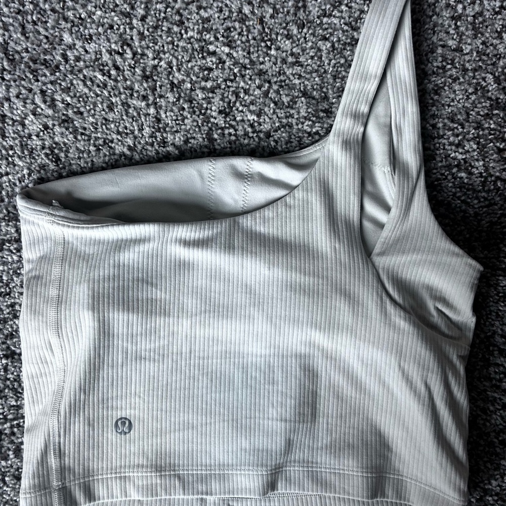 One-Shoulder White Ribbed Top - Picture 2 of 5